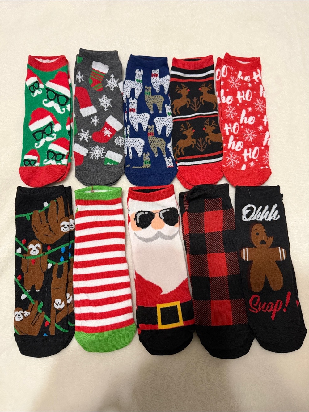 💜 10 Pairs of Christmas Ankle Socks